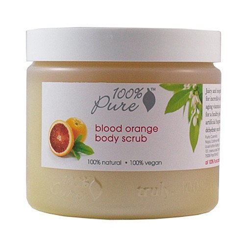 100% Pure Organic Blood Orange Body Scrub on white background