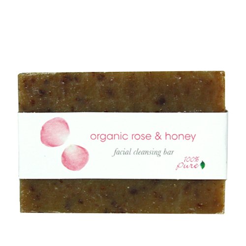 100% Pure Organic Rose & Honey Facial Cleansing Bar, 99.2g/3.5 oz
