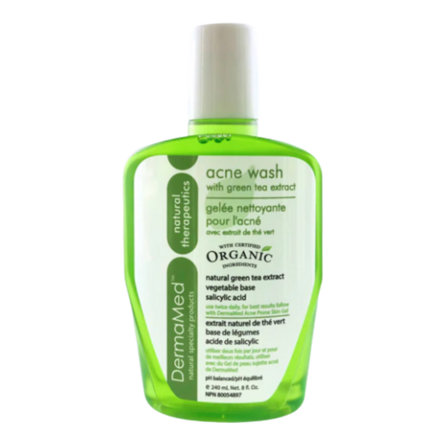 DermaMed Acne Wash with Green Team Extract on white background