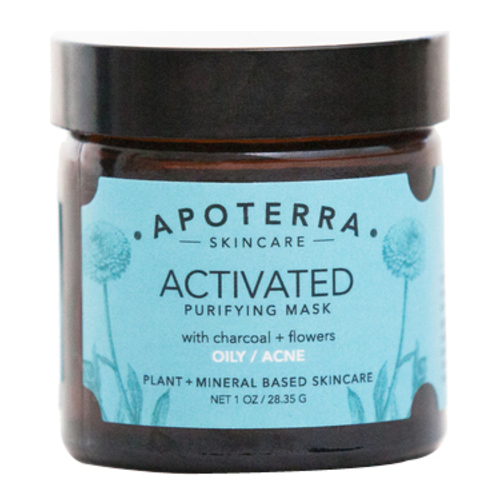 APOTERRA Activated Purifying Mask with Charcoal + Flowers on white background