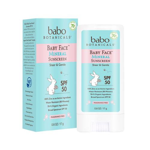 Babo Botanicals Baby Face SPF 50 Mineral Sunscreen Stick, 17g/0.6 oz