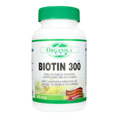 Organika Biotin 300 on white background