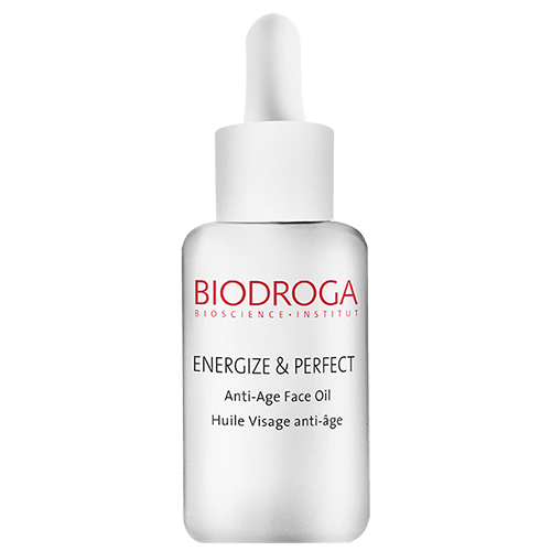 Biodroga Energize and Perfect Anti-Age Face Oil on white background
