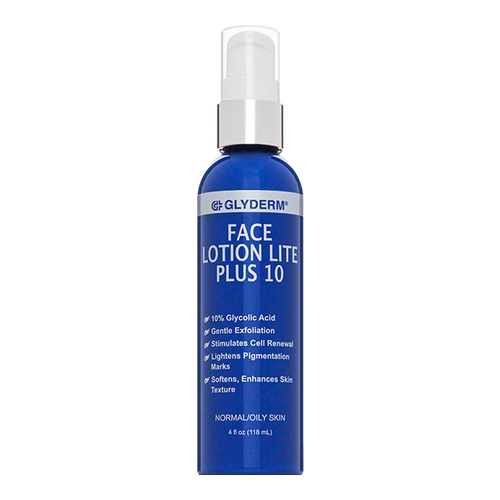 GlyDerm Face Lotion Lite Plus 10 on white background