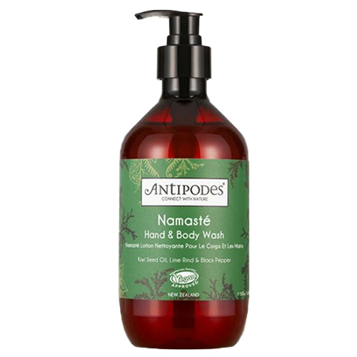 Antipodes  Namaste Hand and Body Wash - Lime and Black Pepper on white background