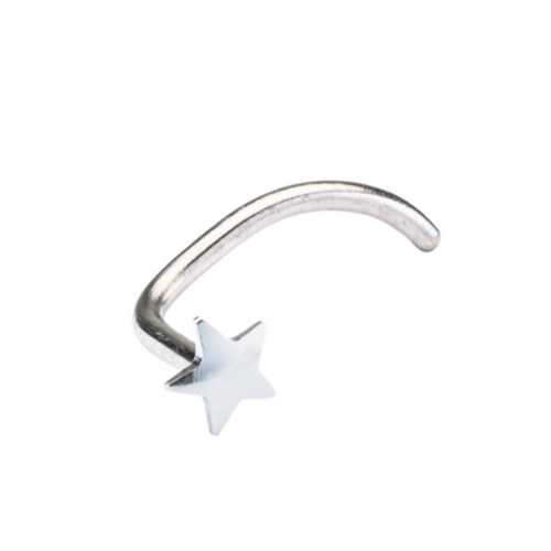 Blomdahl Nose Star - Silver Titanium (Curved Shape Pin) (3mm) on white background