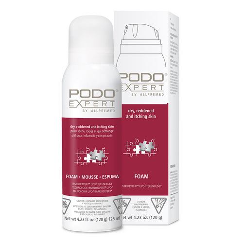Podoexpert by Allpremed  Repair Foam Cream - Dry, Reddened and Itching skin Foam on white background