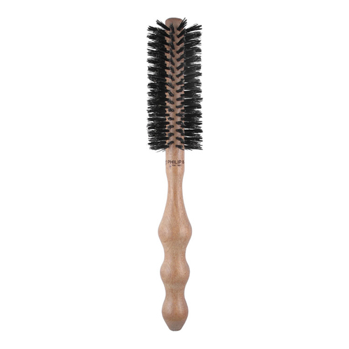Philip B Botanical Round Hairbrush, Polished Mahogany Handle - Large (65mm) on white background
