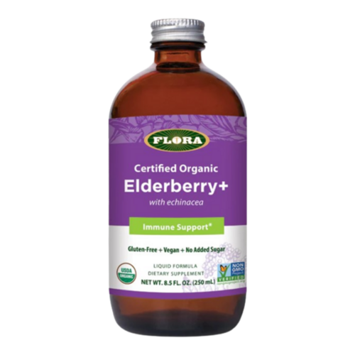Flora Sambu Guard Elderberry+ Liquid Formula on white background