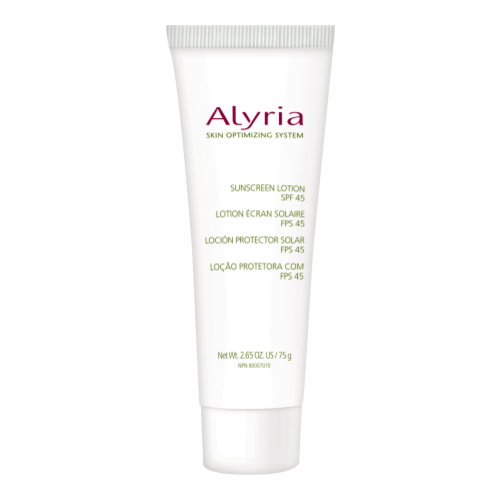 Alyria Sunscreen Lotion SPF 45 on white background