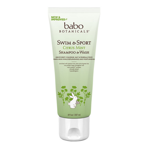 Babo Botanicals Swim and Sport Citrus Mint Shampoo and Wash on white background