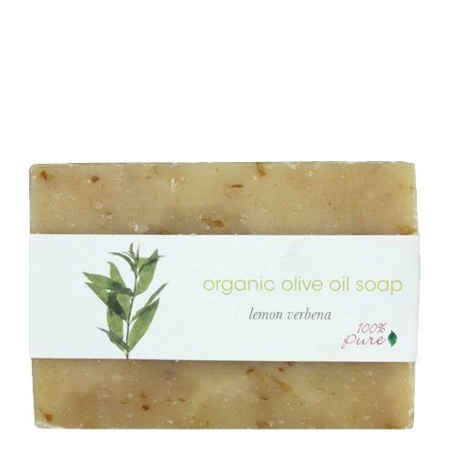 100% Pure Organic Organic Olive Oil Soap - Lemon Verbena on white background
