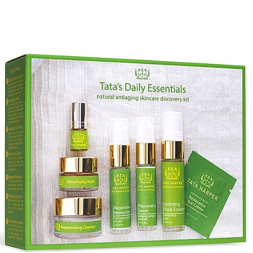 Tata Harper Daily Essentials Natural Anti Aging Skincare Discovery Kit on white background