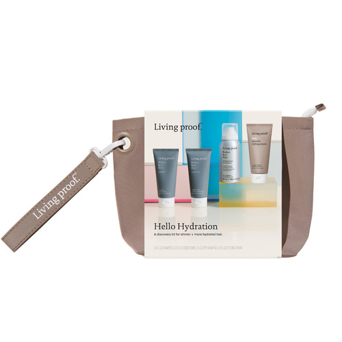 Living Proof Hello Hydration Discovery Kit on white background
