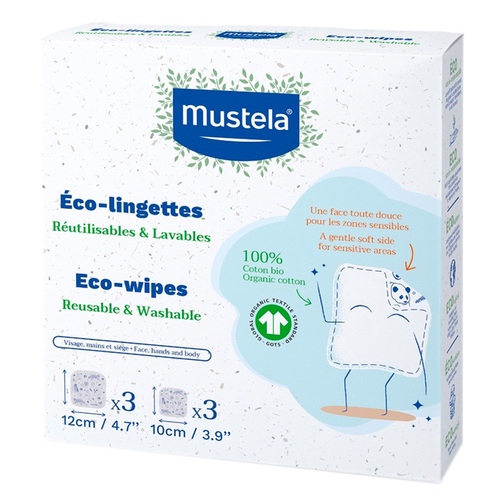Mustela Reusable and Washable Eco-Wipes on white background