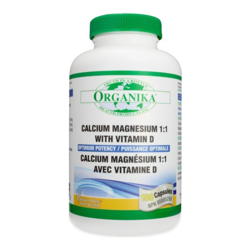 Organika Cal Mag 1:1 with Vit D - Optimum Potency, 180 capsules