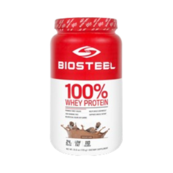 100% Whey Protein Chocolate on white background