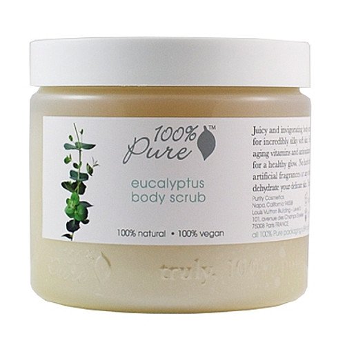 100% Pure Organic Blood Orange Body Scrub on white background