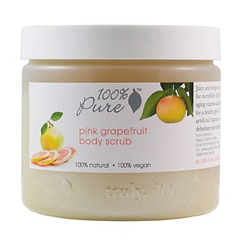 100% Pure Organic Blood Orange Body Scrub on white background