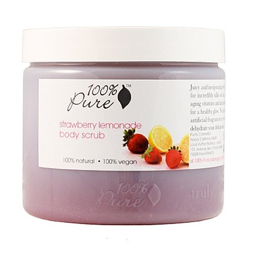 100% Pure Organic Blood Orange Body Scrub on white background