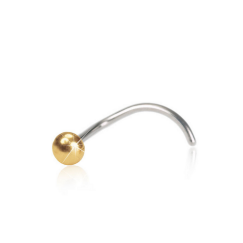 Blomdahl Nose Ball - Gold Titanium (Curved Shape Pin) (3mm) on white background