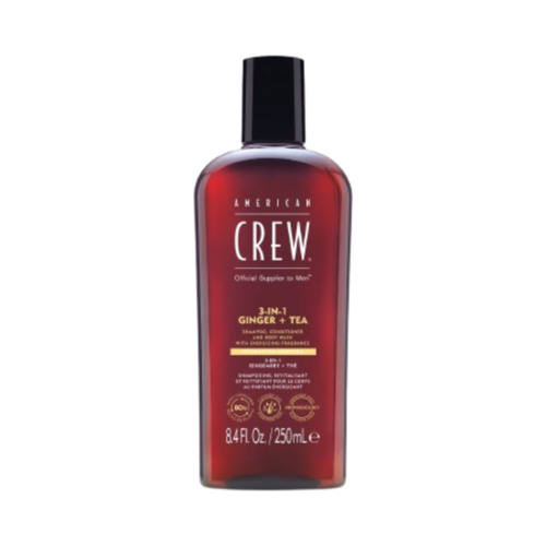 American Crew 3-in-1 Ginger + Tea Shampoo, 250ml/8.45 fl oz American Crew 3-in-1 Ginger + Tea Shampoo on white background
