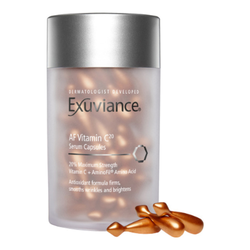 Exuviance AF Vitamin C20 Serum Capsules on white background