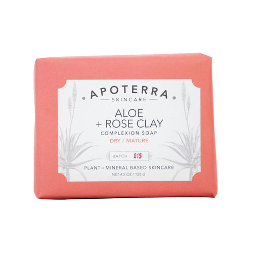 APOTERRA Aloe + Rose Clay Complexion Soap on white background