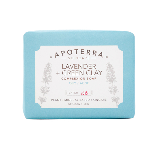 APOTERRA Lavender + Green Clay Complexion Soap on white background