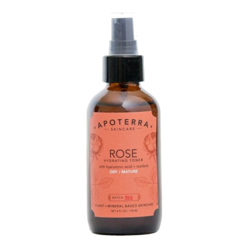 APOTERRA Rose Hydrating Toner with Hyaluronic Acid + Rooibos on white background