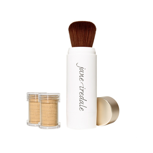 jane iredale Amazing Base Refillable Brush and 2 Refill Canisters - Amber SPF20 on white background