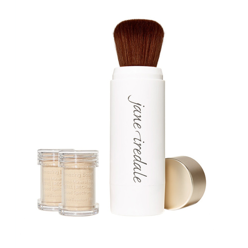 jane iredale Amazing Base Refillable Brush and 2 Refill Canisters - Amber SPF20 on white background