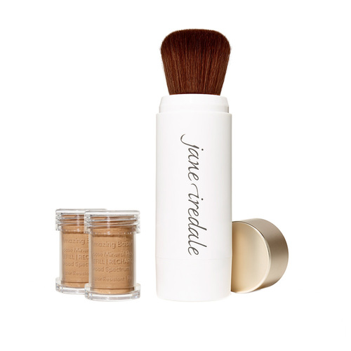 jane iredale Amazing Base Refillable Brush and 2 Refill Canisters - Amber SPF20 on white background