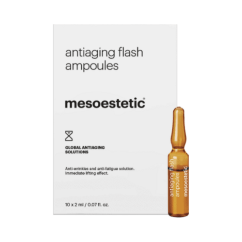 Mesoestetic Antiaging Flash Ampoules on white background