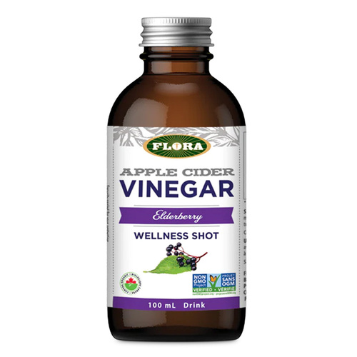 Flora Apple Cider Vinegar Shot - Elderberry on white background