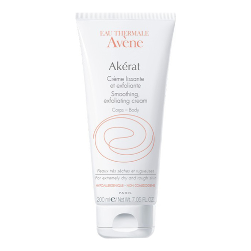 Avene Akerat Smoothing Exfoliating Cream on white background