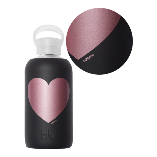 bkr Water Bottle - Jet Text Heart | Little (500ML) on white background