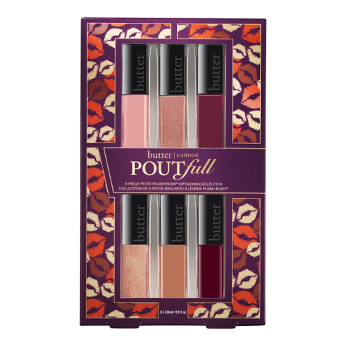 butter LONDON Poutfull Petite Plush Rush Lip Gloss Collection on white background