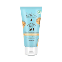 Sensitive Baby Mineral Sunscreen Lotion SPF 50 on white background