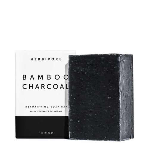 Herbivore Botanicals Bamboo Charcoal Cleansing Bar Soap on white background