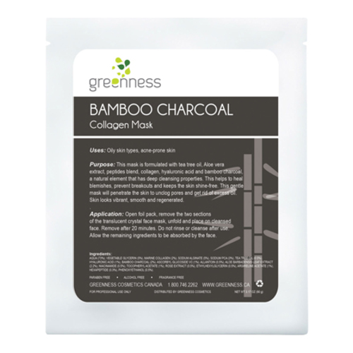 Greenness Cosmetics Bamboo Charcoal Collagen Mask on white background