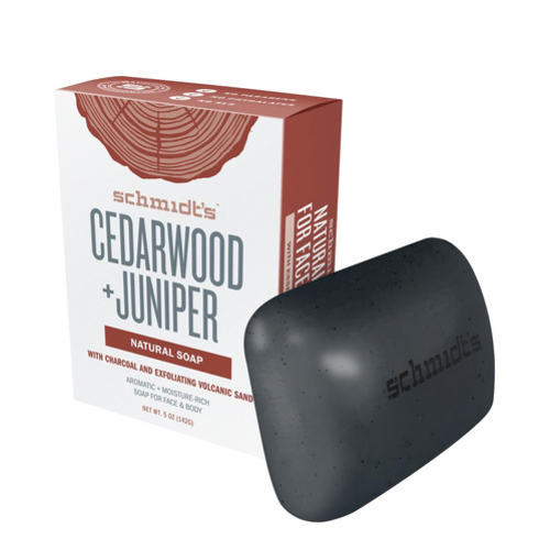 Schmidts Natural Bar Soap - Cedarwood + Juniper on white background