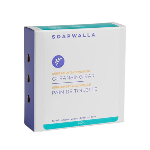 Soapwalla Activated Charcoal and Petitgrain Cleansing Bar on white background