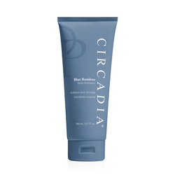 Blue Bamboo Exfoliator for Body on white background