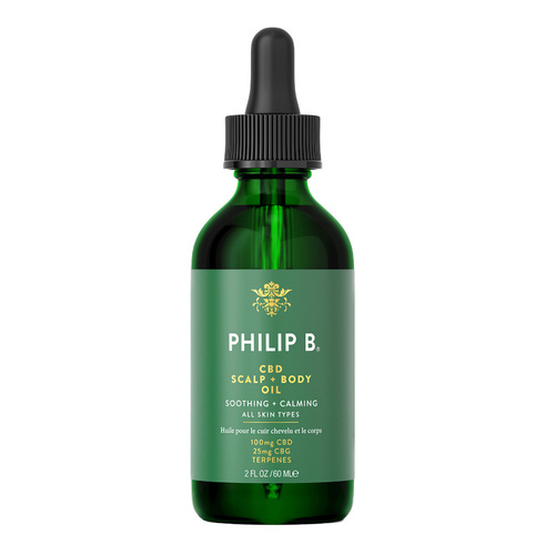 Philip B Botanical CBD Scalp + Body Oil on white background