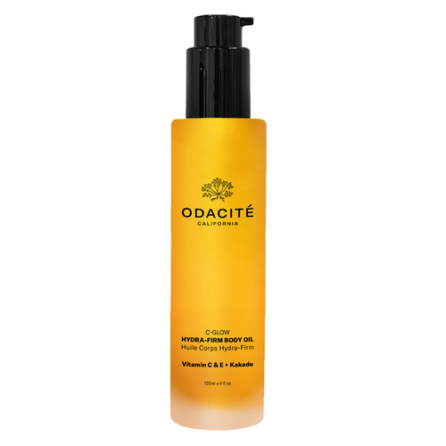 Odacite C-Glow Hydra-Firm Body Oil on white background