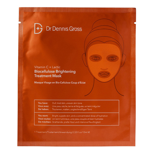 Dr Dennis Gross Vitamin C + Lactic Biocellulose Brightening Treatment Mask on white background