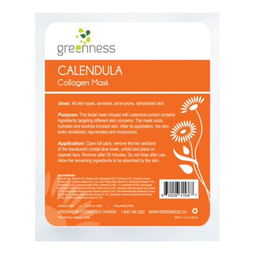 Greenness Cosmetics Calendula Collagen Mask on white background