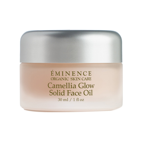 Eminence Organics Camellia Glow Solid Face Oil on white background