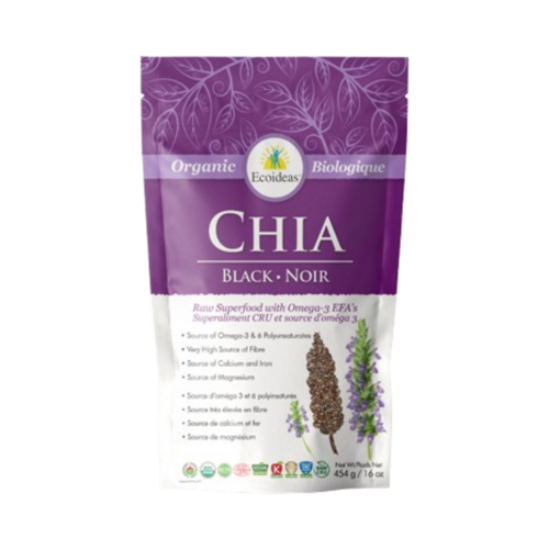 Ecoideas Chia Organic Black, 454g/16.01 oz Ecoideas Chia Organic Black on white background